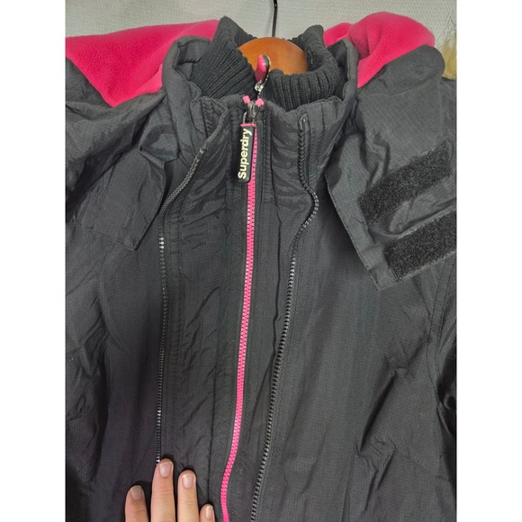 Superdry Women's Black Pink Fur‎ Hood Parka Jacket Coat xs - Picture 8 of 16